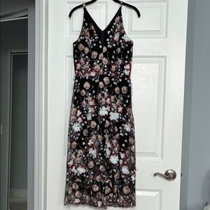 Dress the Population Black Floral Midi Dress